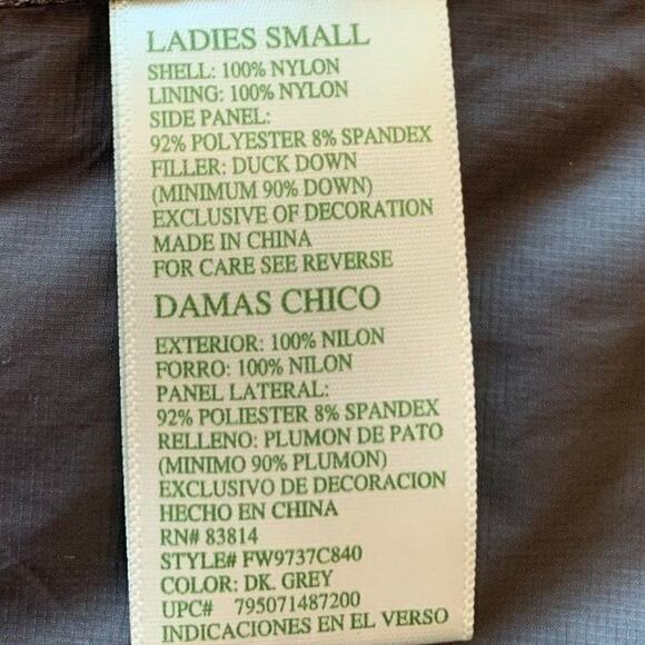 Down Puffer Vest Gilet Women's Small S Gray Grey Stretch Running Hiking Zip - Picture 8 of 9